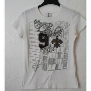 VTG 2010 NFL White Tshirt New Orleans Women Large 9 Drew Brees Apparel Players